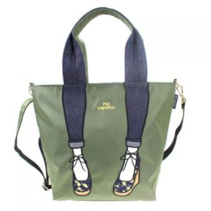 B-6655 Nylon Skinny wedge pumps 2way bag - Khaki