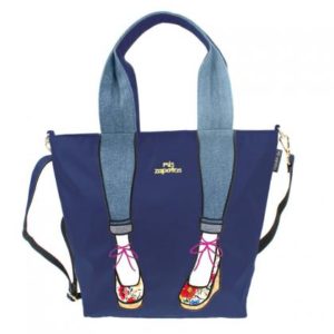 B-6655 Nylon Skinny wedge pumps 2way bag - Navy