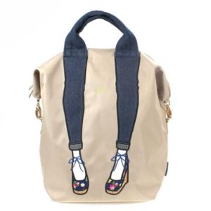 B-6657 Mis Zapatos Nylon Skinny wedge pumps 3way bag - Biege