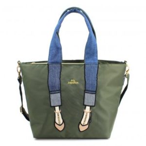 B-6866 Mis Zapatos Roll-up Denim 2way sling bag - Khaki